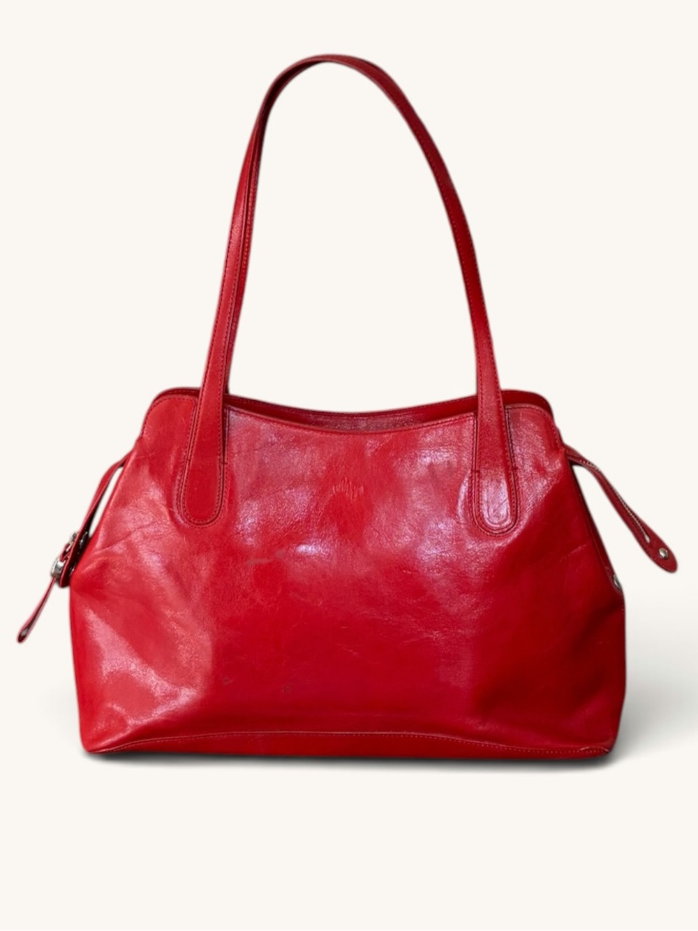 Vintage Y2K Monsac Red Leather Shoulder Bag